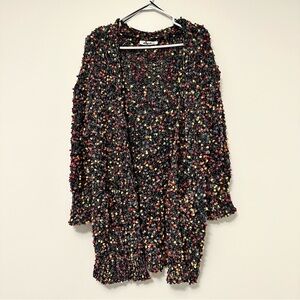 Rainbow Popcorn Long Open Cardigan Haptics by Holly Harper Colorful Knit Sweater